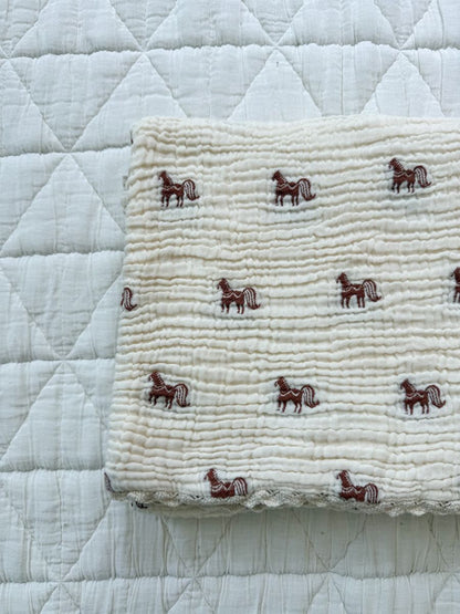 layered gauze blanket - pony