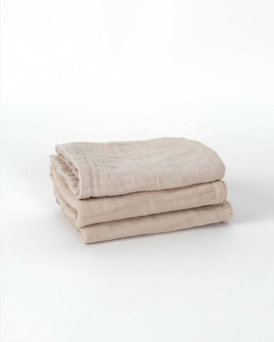 Muslin Wash Cloths (3 Pack) - Oat