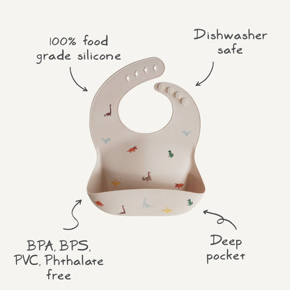 Mushie Silicone Bib - Lilac Flowers